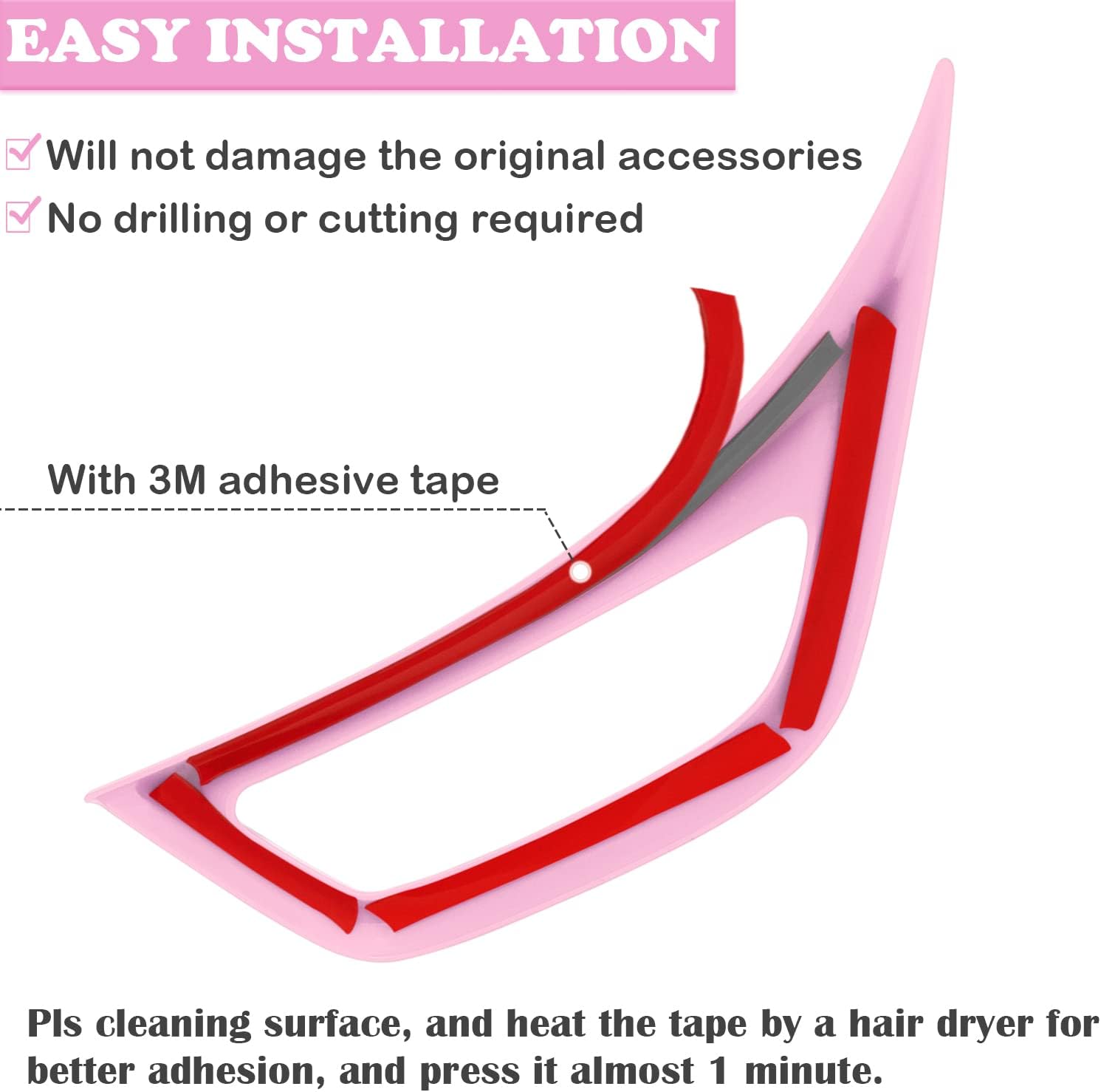 Bonbo 2PCS Exterior Accessories Wheel Eyebrow Side Air Conditioning Vent Outlet Cover Trim for Jeep Wrangler JL JLU Sports Sahara Freedom Rubicon Unlimited Gladiator JT 2018-2023 (Pink)