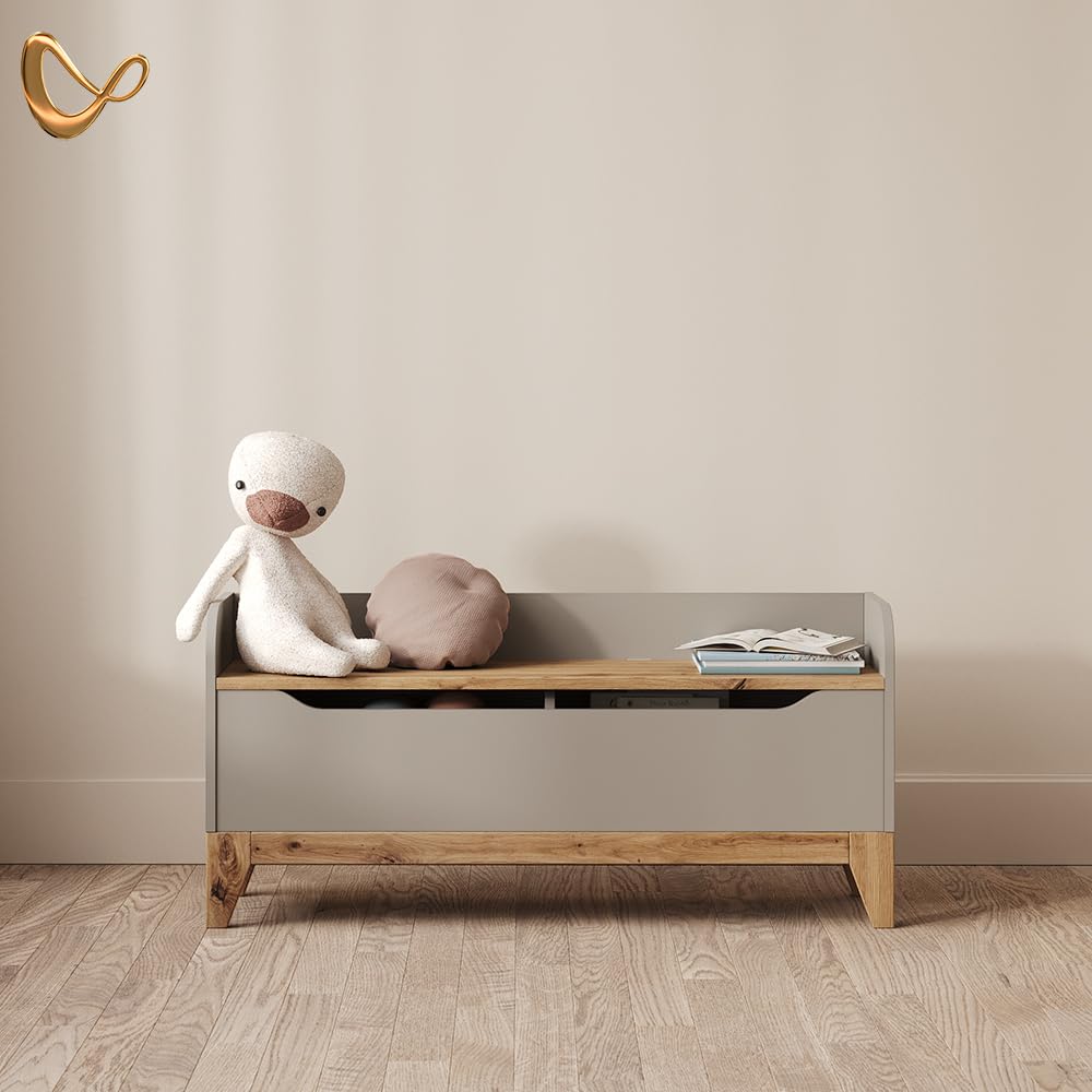 Livinity Cassapanca per giocattoli Malia, Cashmere/Artigianale, 107.2 x 50 cm con sedile a panca