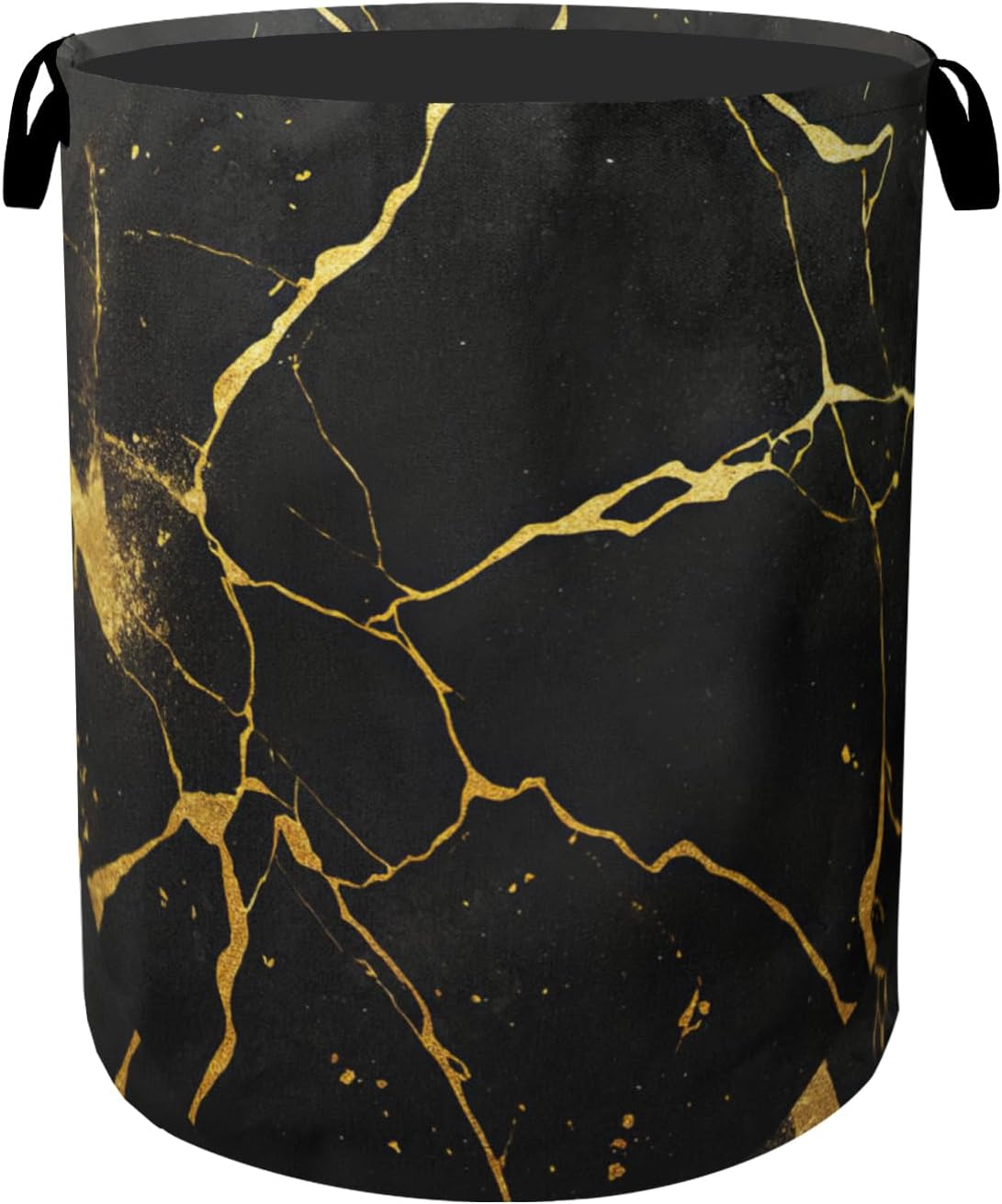 Black Marble Foldable Laundry Hamper - Waterproof Fabric Storage Basket with Handles, Clothes Hampers for Laundry,Bedroom,Dorm