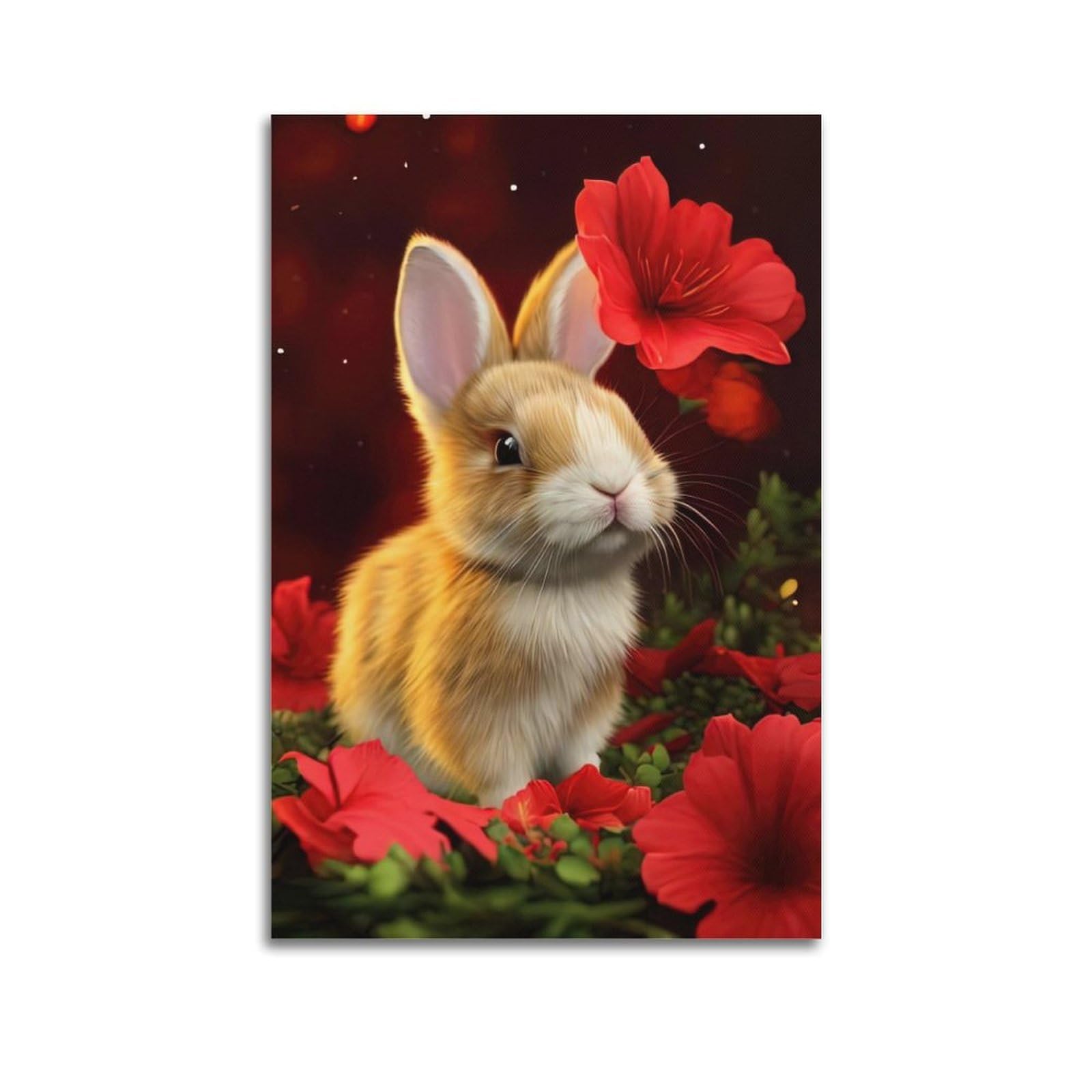 WZKTCL Animal Poster Bunny And The Flower Poster Decorative Painting Canvas Wall Posters And Art Picture Print Modern Family Bedroom Decor Posters 20x30inch(50x75cm)