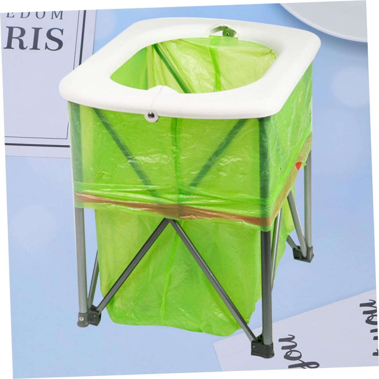 Portable Folding Toilet Outdoor Emergency Multi-Function Pedestal Pan for Camping Hiking Travel Lightweight Sturdy Convenient White