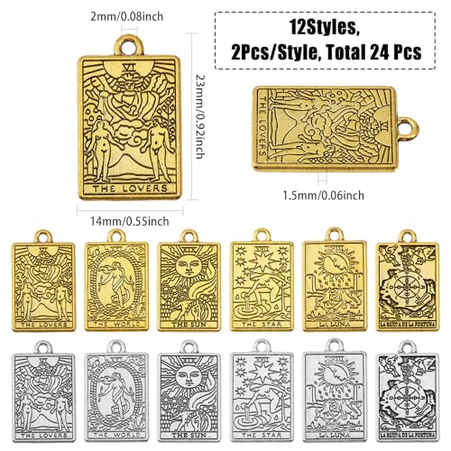 Colgantes rectangulares CHGCRAFT en aleación resistente, plata y oro antiguo 2