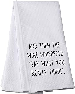 PWHAOO Funny Saying Kitchen Towel and Then The Wine Whispered Kitchen Towel Tea Towel (Really Think T)