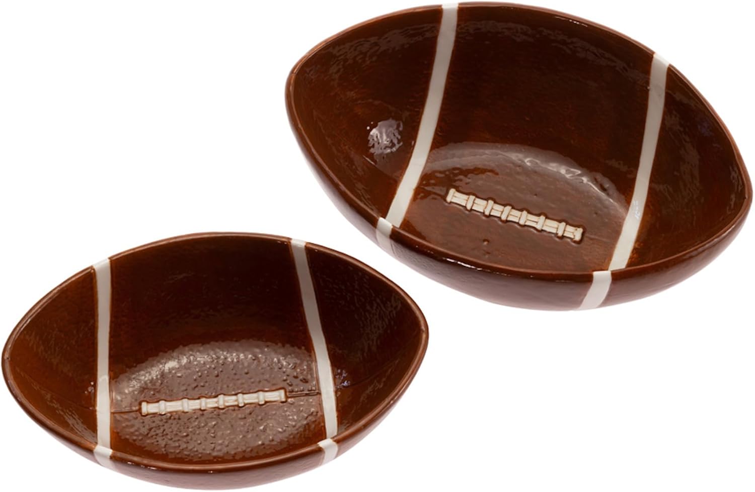 Boston International Ceramic Bowls Nesting Serving Bowl Set, 2 Sizes, Football Fever