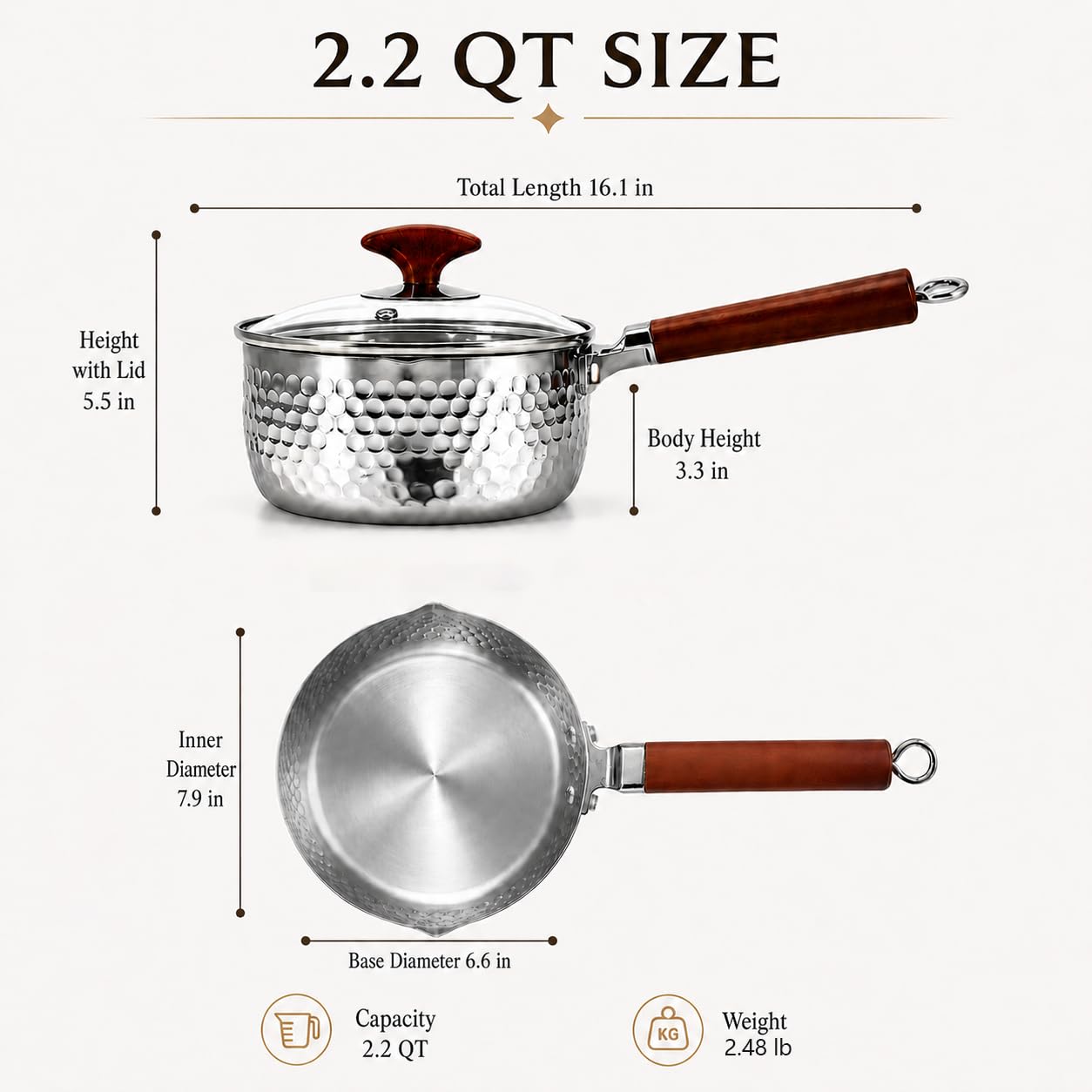 DELARLO Titanium Saucepan - 2.2 Qt Sauce Pot -2 DELARLO Titanium Saucepan - 2.2 Qt Sauce Pot -2