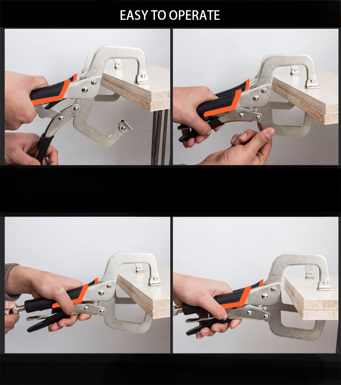 MIKMAYTOO 6-Inch C-Clamp Face Clamp – Locking Pliers With Swivel Pads, Heavy Duty, For Woodworking, Pocket Holes, Welding, And Alignment