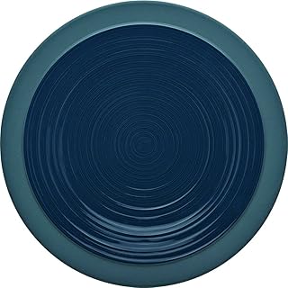DEGRENNE Bahia French Dinner Plate Set - Luxury Stoneware Dish Set for 4, Modern Ceramic Dishware for Kitchen, Made in France, Microwave Safe, Dishwasher Safe, 26cm - Bluestone