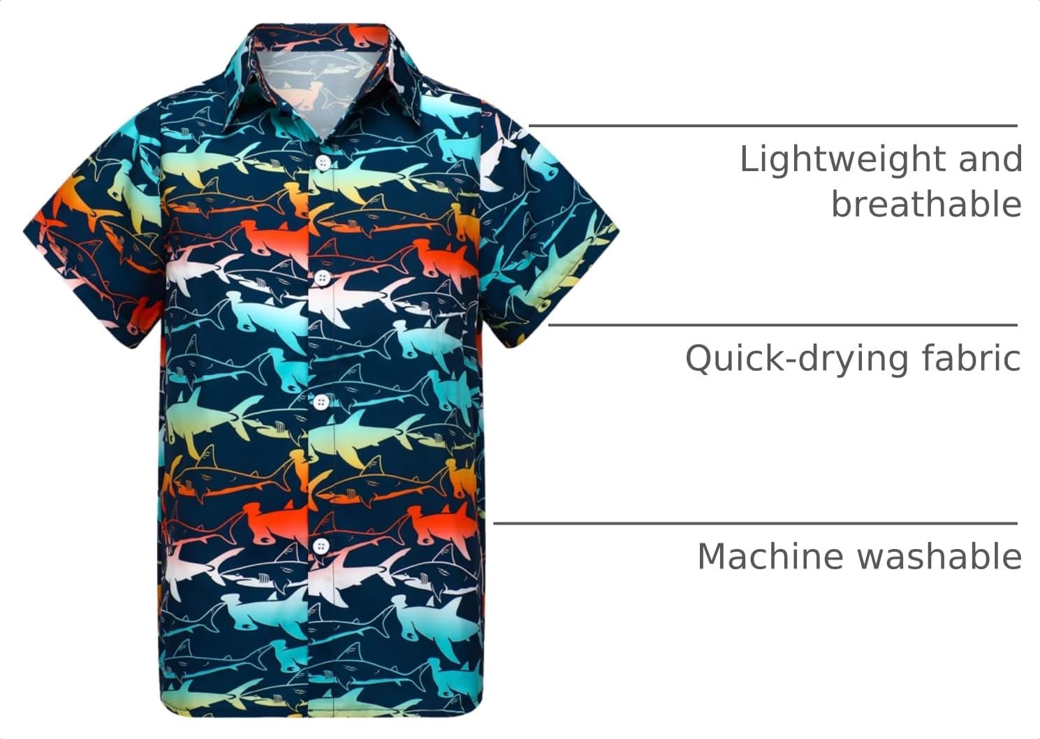 Blueleaf Boys Hawaiian Shirt Short Sleeve Casual Button Down Beach Aloha Shirt Kids Summer Hawaii Shirts 5-14 Years image 4