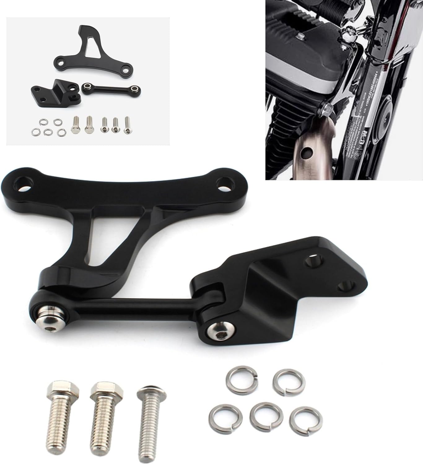 3Pcs/Set Motorcycle Engine Mount Bracket Engine Stabilizer Link Suspension Bracket Set Compatible with Harley Sportster 1200 883 XL 2004-2024, Black