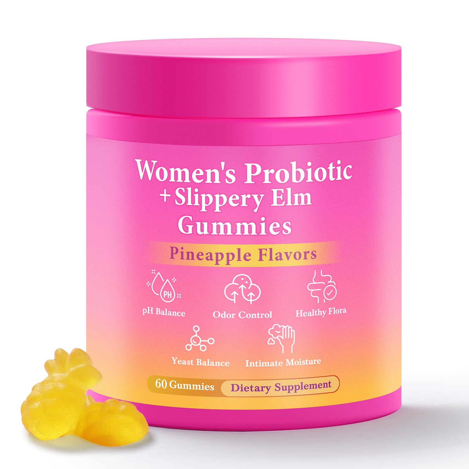 Her Juicy Feminine Probiotics Gummies Premium Feminine Balance Probiotics with Slippery Elm for Womens pH Balance and Freshness
