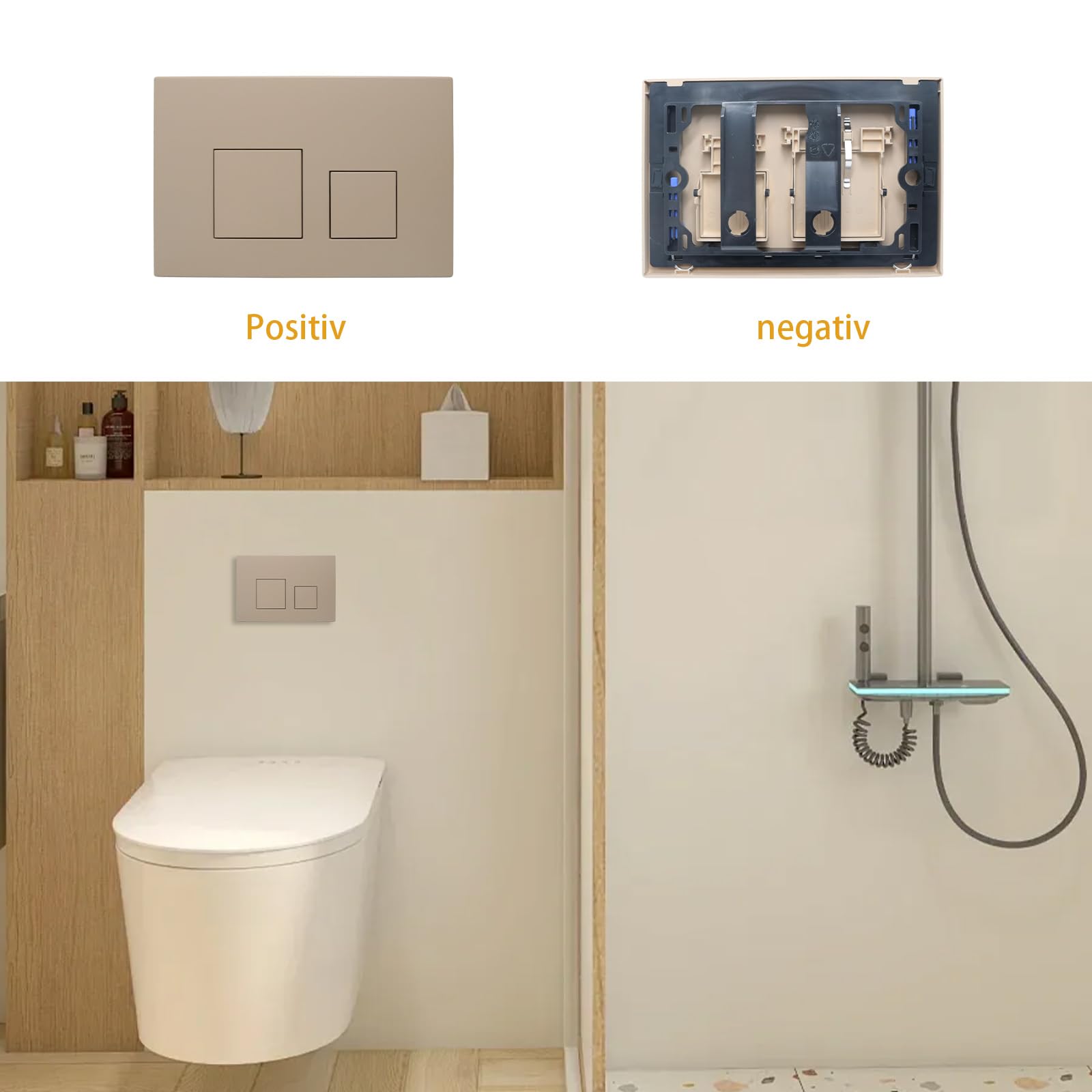 ACESOME Placca di comando per WC Compatibile con Geberit sigma01 sigma10 sigma20 sigma21 sigma30 sigma50 sigma60 Placca di comando in plastica per sciacquone a 2 modalità (Khaki)
