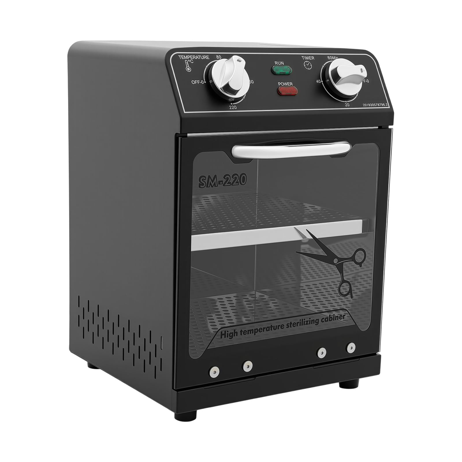 Sterylizator do instrumentów, 600 W, 220 °C, szafka do dezynfekcji 8 l, z timerem i ustawieniem temperatury, narzędzia do paznokci, nożyczki, sztućce fryzjerskie, salon i dom, czarny