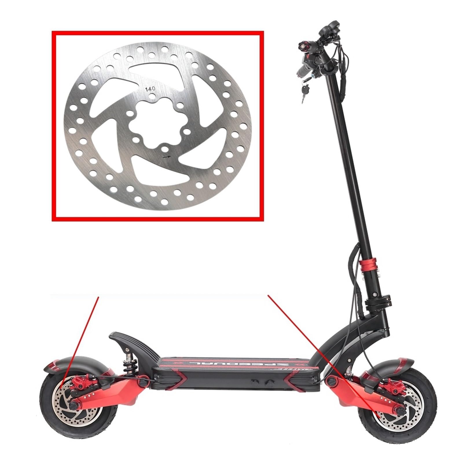 Rotore del Freno a Disco da 140 mm Compatibile con Zero 10X 10 VDM Universale Compatibile con Disco Freno for Scooter Elettrico DUALTRON KAABO Mantis