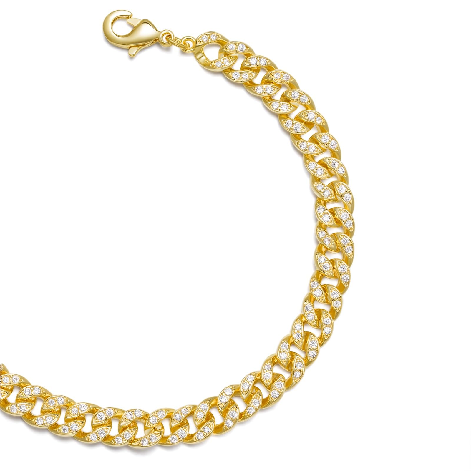 Pearich Gold Bracelet For Women, 14k Gold Filled Link Bracelet For Women, Stackable Cuban Link Chain Bracelets Valentines Mother Day New Year