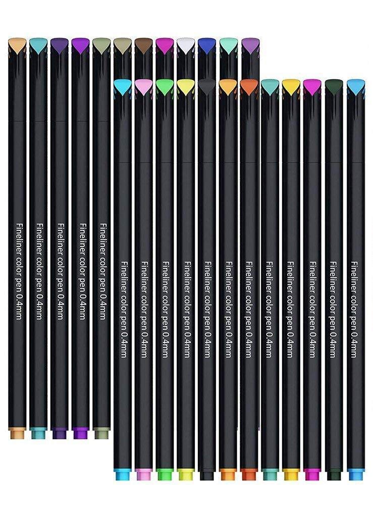 Photo 1 of 24 Color Fineliner Pen Set, 0.4mm Porous Point for Fine Art, Scrapbook, Planner, Agenda, Calendar
