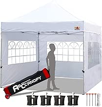 ABCCANOPY Tents Canopy Tent 10 x 10 Pop Up Canopies Commercial Tents Market stall with 3 Removable Sidewalls and 1 Door Wall Bonus 4 Weight Bags, 4 Stakes and Upgrade Roller Bag, White - coolthings.us