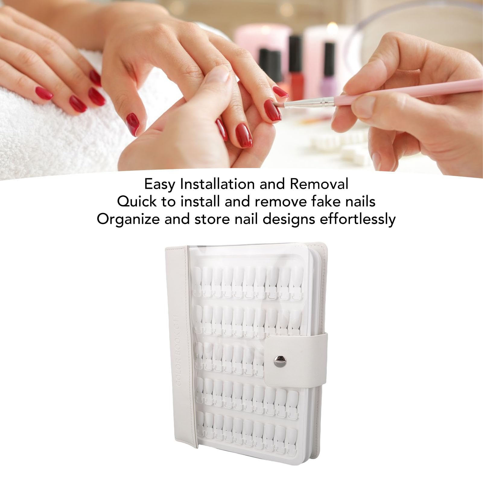 150 Farben Nagellack Ausstellungsbuch, Professionelles Nagelfarbe -Probenkartenbuch mit Weißen Falschen Nagel -Tipps, PU -Lederportfolio für Nagel Salon, DIY Art Manicure