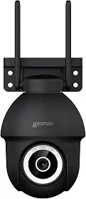 Hi by Geonav Câmera Externa Inteligente PTZ, 3k, 4MP, Wi-Fi, Sensor Movimento, Áudio bidirecional, Luz e visão noturnas, Alerta sonoro, Compatível com Alexa e Google Assistente, HISCPT02BK, Preto