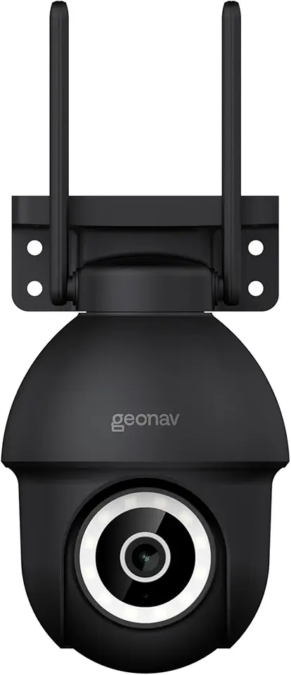 Hi by Geonav Câmera Externa Inteligente PTZ, 3k, 4MP, Wi-Fi, Sensor Movimento, Áudio bidirecional, Luz e visão noturnas, Alerta sonoro, Compatível com Alexa e Google Assistente, HISCPT02BK, Preto