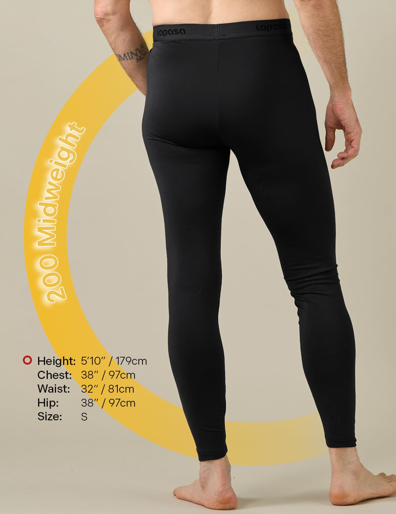 LAPASA Pacco da 2 o 1 Calzamaglie Termica Uomo Fodera in Pile Medio/Pesante Pantaloni Termici Sportivi Strato Base Biancheria Intima Leggings Caldi M10/M25/M56