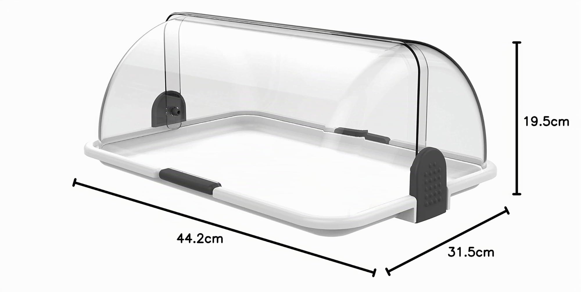 Biesse - Polibox, Vetrinetta Espositiva, Contenitore Porta Alimenti in Plastica trasparente con doppia apertura - singola grande (Bianco)