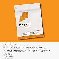Vista 3 de The Patch Remedy Focus Patch Ginkgo Biloba, acetil-L-carnitina, bacopa, L-treonato de magnesio, té verde 30 parches