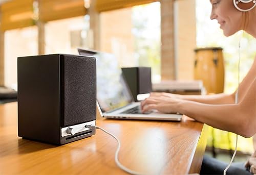 Miniatura 33 de Audioengine A2-HD (HD3) Bluetooth PC y altavoces de escritorio para computadora con aptX HD - USB, RCA, auriculares Nuez,Blanco satinado,Negro