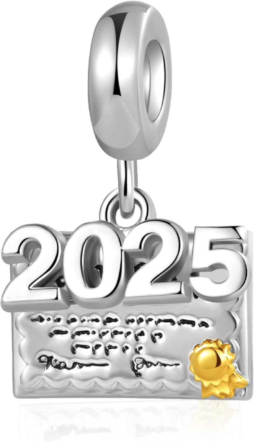 2026 Graduation Charm Class of 2025 Graduate Charm Compatible Pandora Bracelets Graduate Cap Diploma Jewelry for Women - Image 3