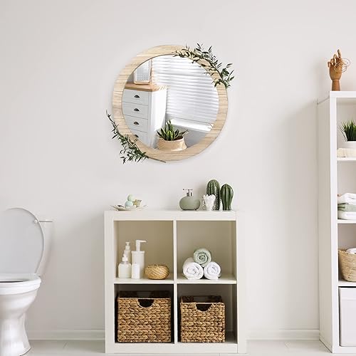Miniatura 15 de JJUUYOU Espejo de pared circular de 16 pulgadas, espejo de pared redondo para baño, espejo circular de granja, decoración de pared de baño, espejo