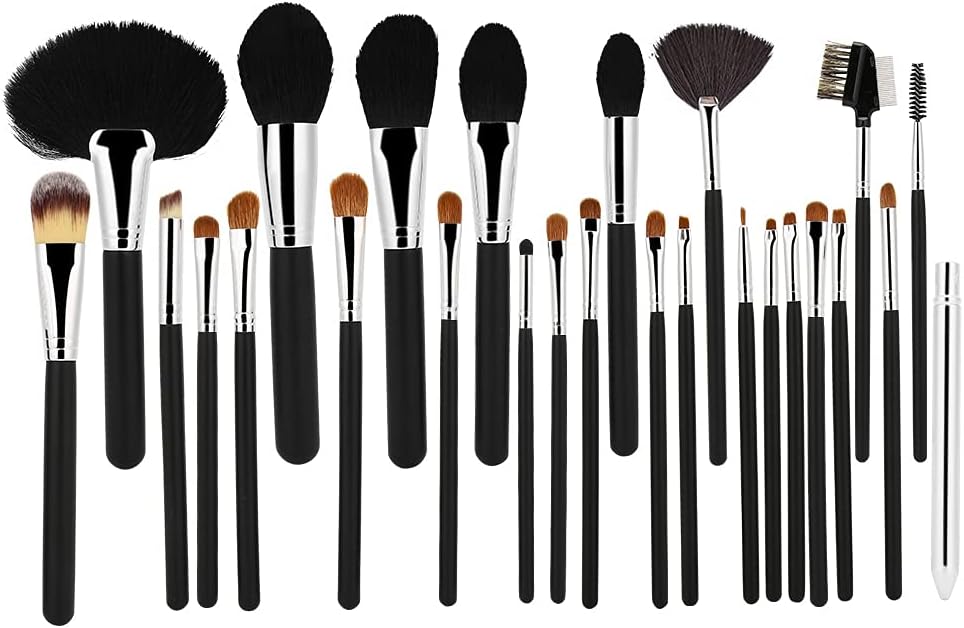 メイクブラシセット26本 超安い品質 プロウールメイクブラシセット トラベルメイクバッグ付き ファンデーションアイシャドウブラッシュブラシ