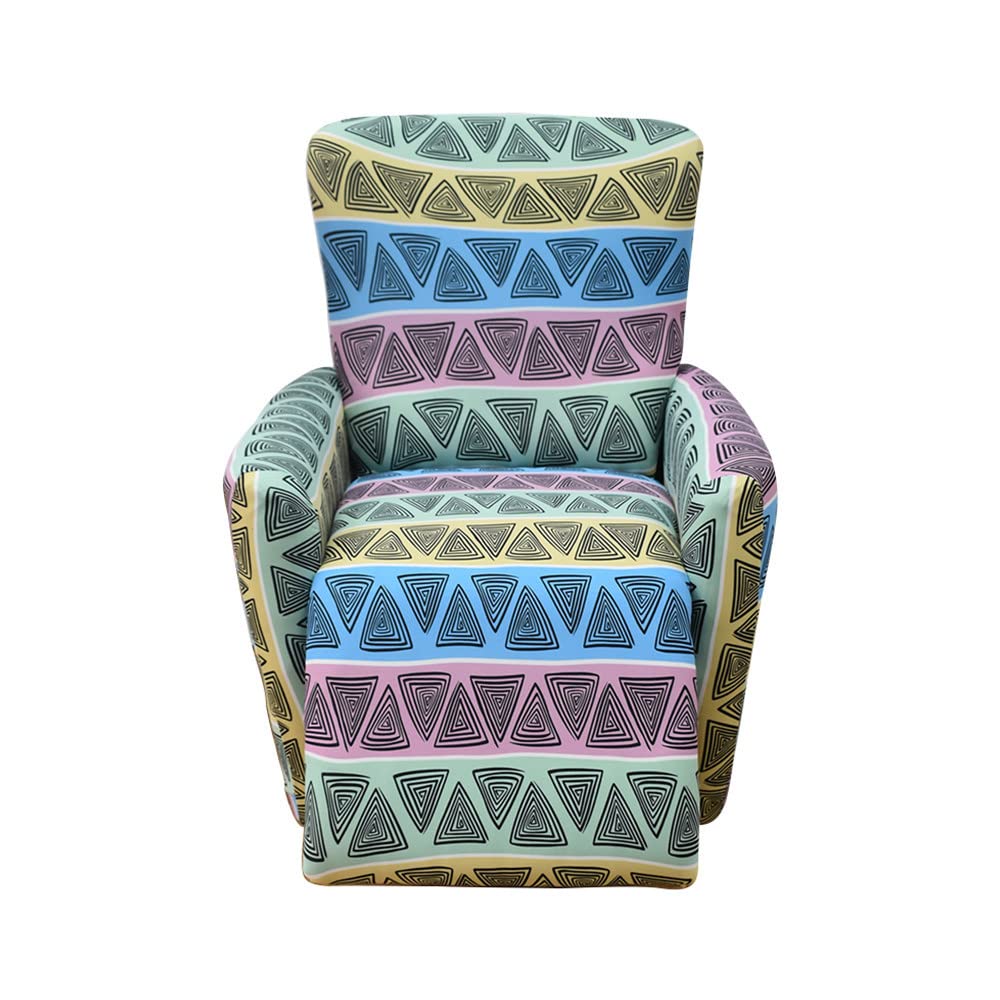 Funda Completa for sillón reclinable de 4 Piezas, elástica, con Bolsillos, Estilo Minimalista, Lavable y Antideslizante.(Triangolo Colorato)