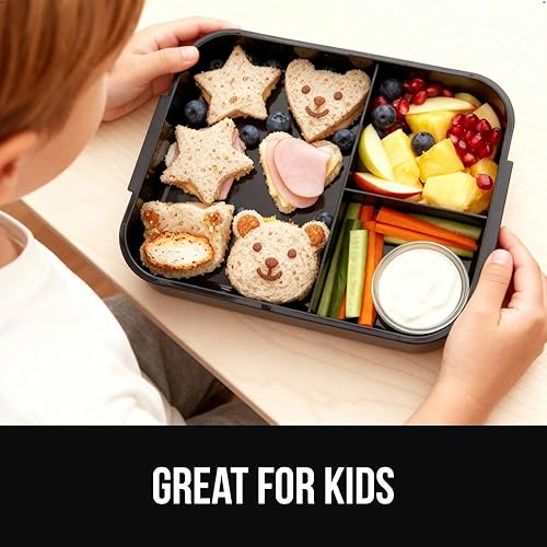 Miniatura 8 de GORILLA GRIP Lonchera Bento de 3 compartimentos a prueba de fugas sin BPA para adultos, niños, apto para microondas, recipientes de alimentos fríos