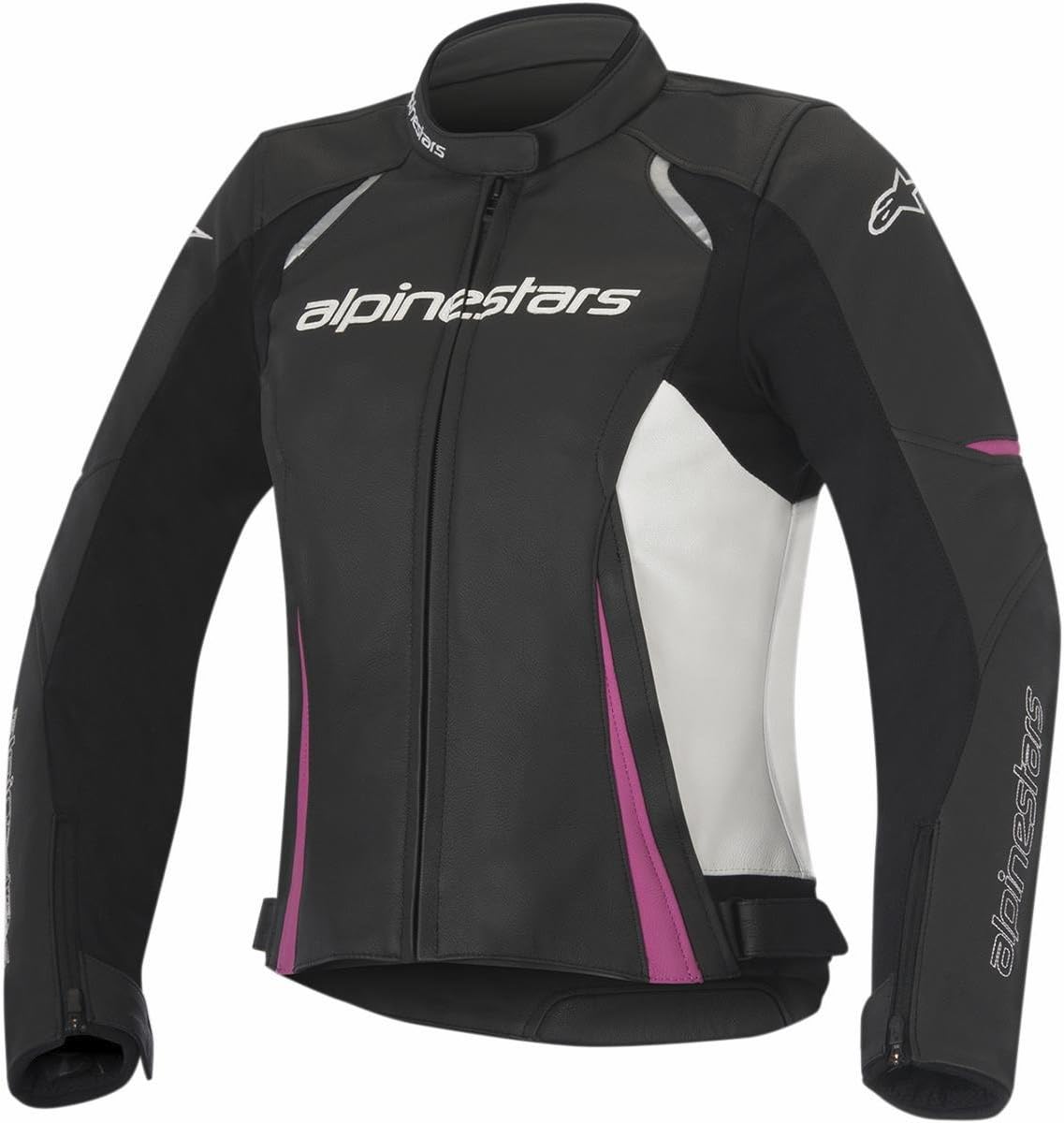 Alpinestars Women's Stella Devon Leather Jacket (44) (Black/White/Pink)