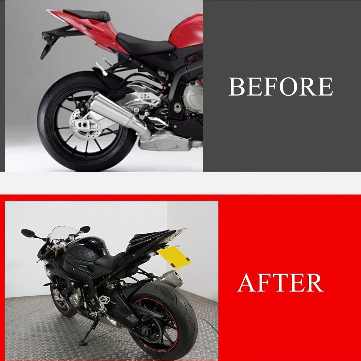 License Plate Holder Compatible with S1000RR 2009-2018 HP4 2012-2020 S1000R 2014-2020, Fender Eliminator Tail Tidy Turn Signals Rear