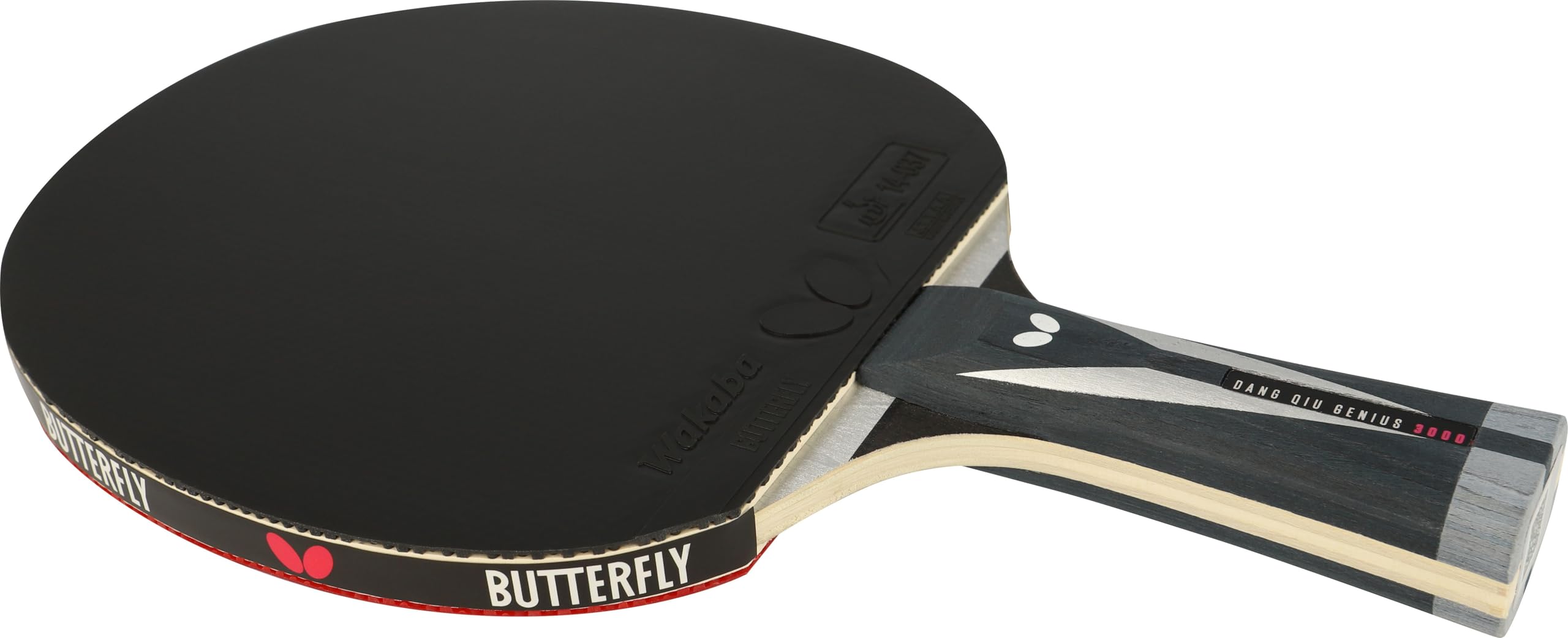 Butterfly® DANG QIU GENIUS 3000 Tischtennisschläger | Tischtennis Racket Bat | ITTF zugelassen | Ergo Grip & Shock-Absorber-Tube | 2,0 mm Wakaba Belag | konkave Griffform | für technisch fortgeschritt