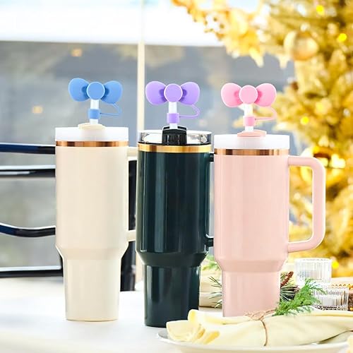 Miniatura 3 de Oiurydntw Tapa de popote para copa Stanley, 3 piezas de bonitos adornos de pajilla, accesorios compatibles con vaso Stanley Cup de 30 y 40 onzas,