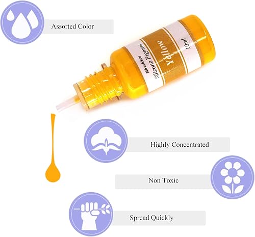 Miniatura 4 de 8 colores de goma de silicona pigmento líquido colorante de silicona para hacer moldes de silicona, moldeo y fundición, 0.3 fl oz cada uno