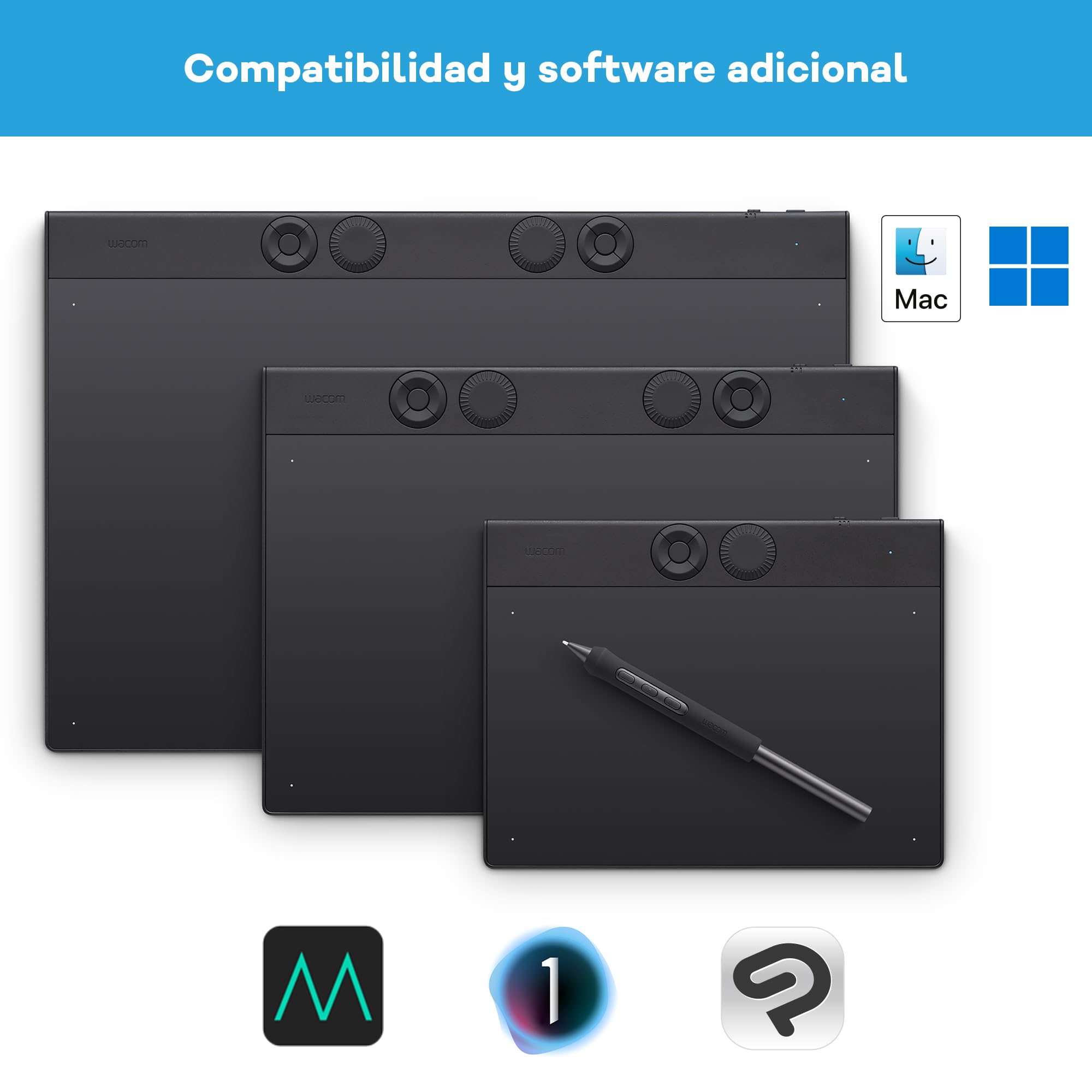 Wacom Intuos Pro Medium, la innovadora Tableta Gráfica de lápiz Que Incluye el Wacom Pro Pen 3, compacta y Ligera - una opción versátil para ilustradores, diseñadores y editores de Fotos