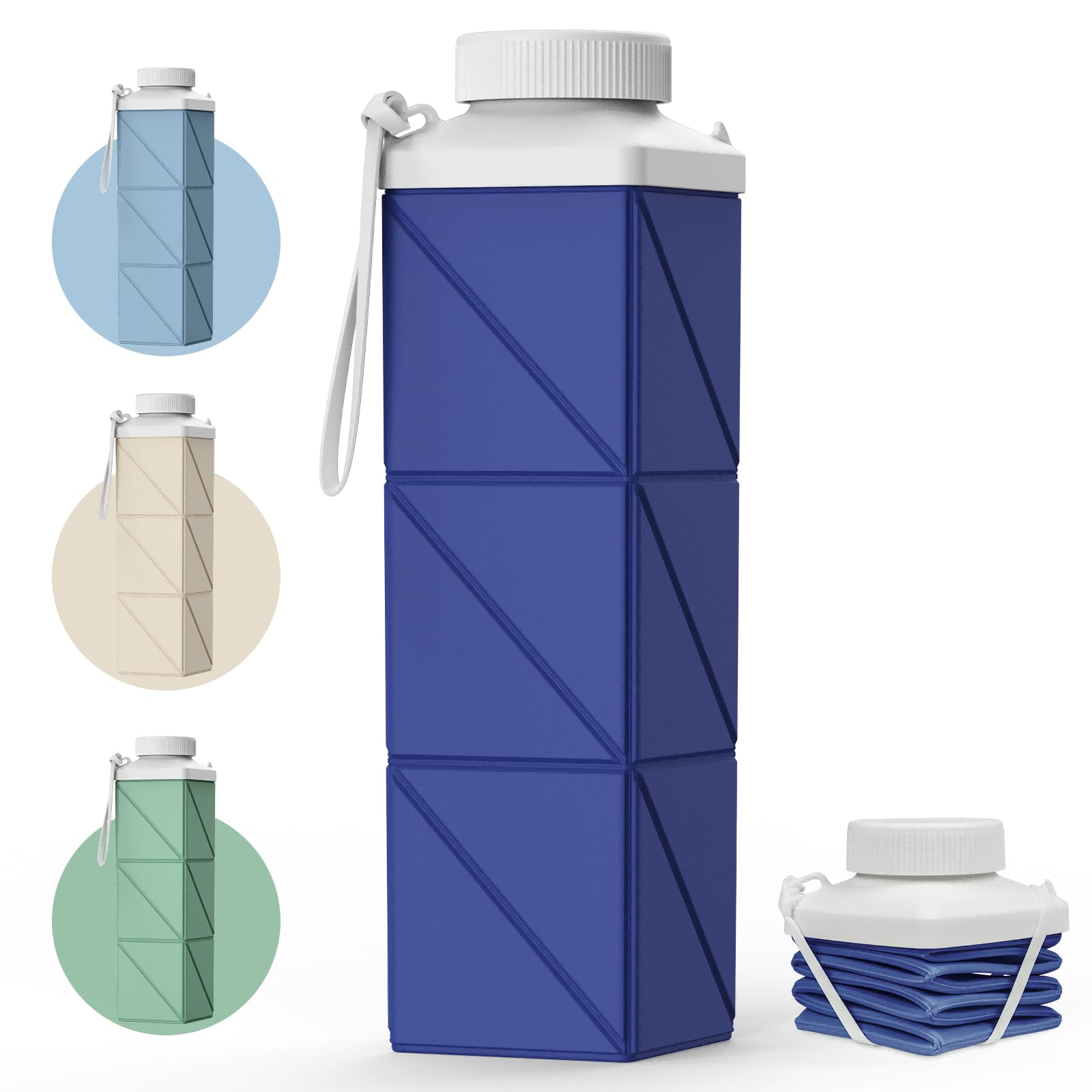 Mefold POMKAKA Collapsible Water Bottles 24.3oz(720ml), 2nd Generation Leakproof BPA-Free Travel Water Bottle,Lightweight Reusable Water bottle for