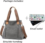 Femmes Toile Sac à main Sacs à épaule Casual Multi-Pocket Top Poignée Tote Crossbody Shopping Bags 2PCS