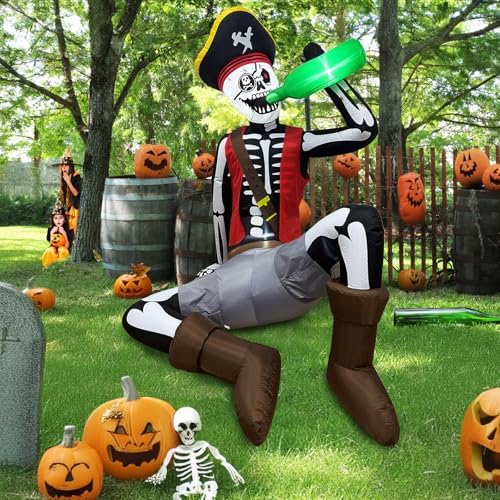 61ZPMAturLL._AC_ Piratenskelett, aufblasbar, Halloween-Dekoration, Outdoor, mit Lichtern | Lustiger Halloween-Piraten-Blow Ups, riesiger Piraten-aufblasbarer Dekor, beleuchtetes Skelett, aufblasbar für Hof, Garten