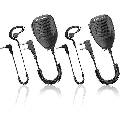 BAOFENG Microphone Police Walkie Talkie Mic with 3.5mm Listen Only Earpiece Accessories Ham Radio Speaker Mic for UV-5R Mini BF-F8HP Pro 5RM UV-32 DM-32 GM21 UV-5G Plus GM-15PRO AR-152 Pro BF-888S