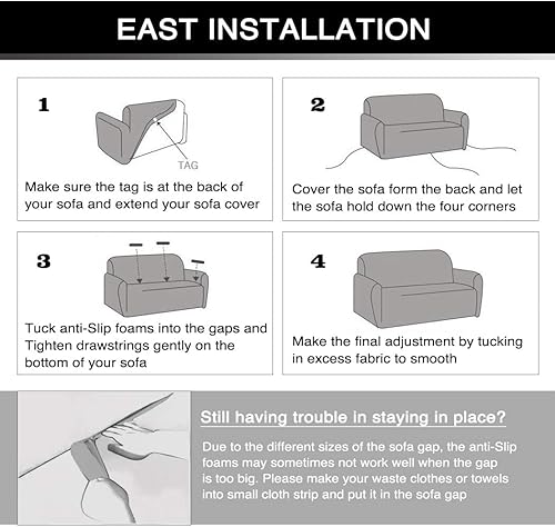 Miniatura 6 de Lamberia Funda de Sofá Estampada Elástica Funda de Sofá Fundas de Sofá para Sofás y Loveseats con Dos Fundas de Almohada Gratis (Geométrico,