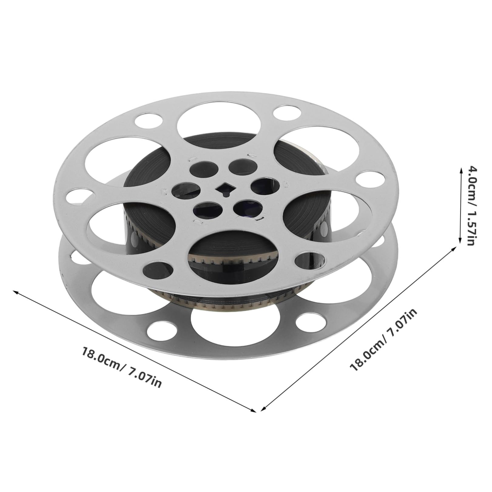 COHEALI Centrotavola Bobina Film Vintage in Ferro Argento 18 Cm | Tema Cinema per Feste, Portatile e Leggero, Texture Raffinata, per Designer e Collezionisti