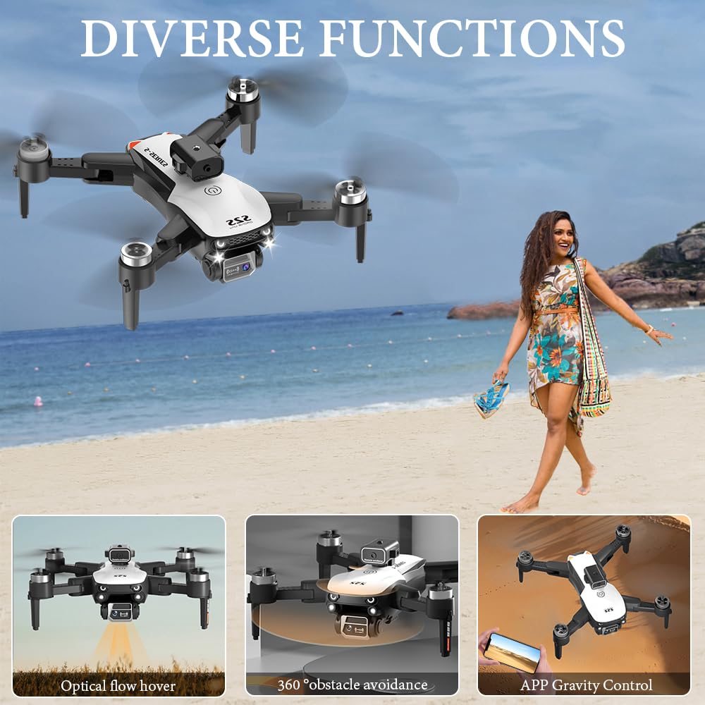 OBEST Dron z kamerą 4K, Dron z bezszczotkowym silnikiem, składany dron Quadcopter FPV, aktywne unikanie przeszkód w 360°, zabawki i prezenty dla dzieci i dorosłych