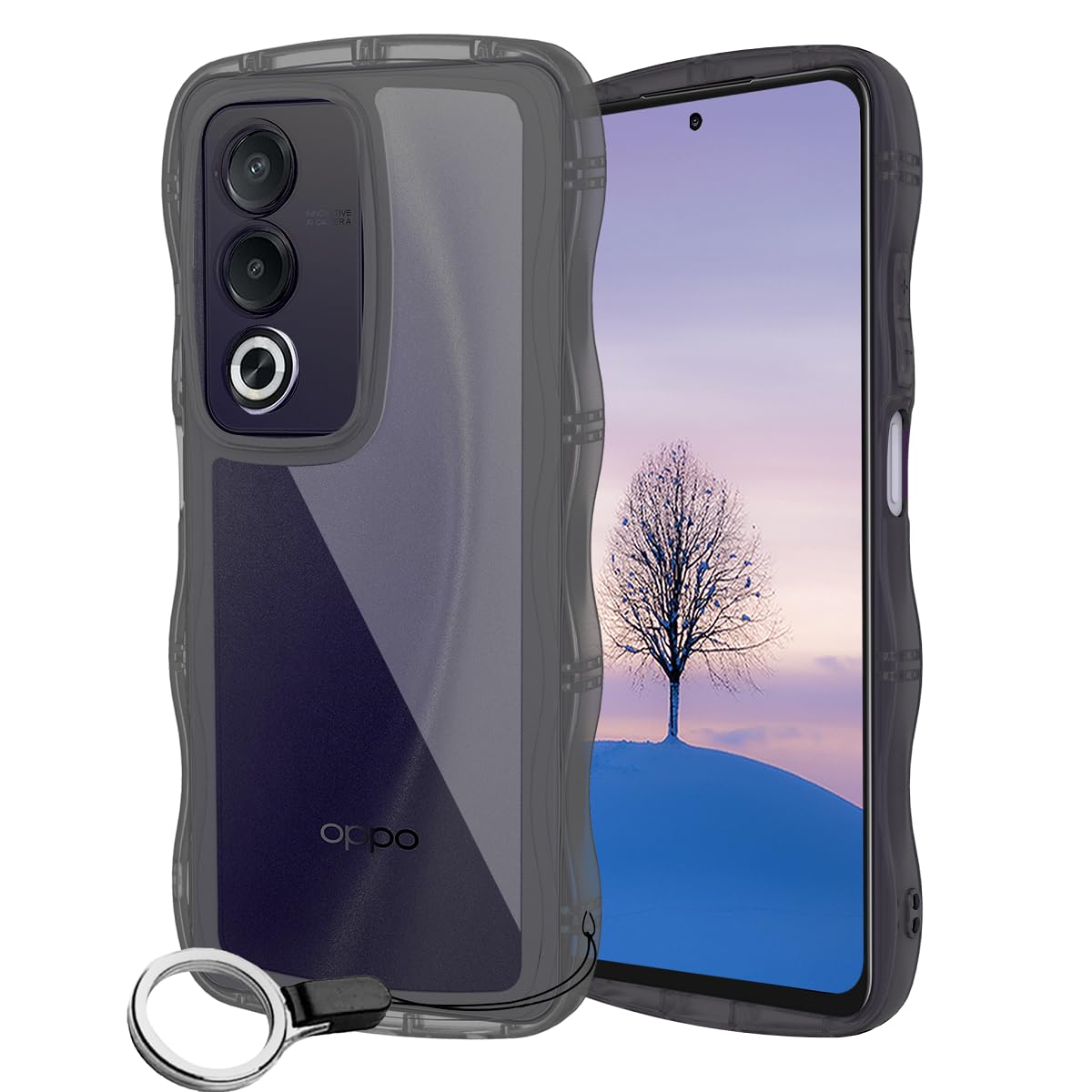 Amazon.co.jp: OPPO A3 5G ケース クリアブラック ウェーブ TPU波状の