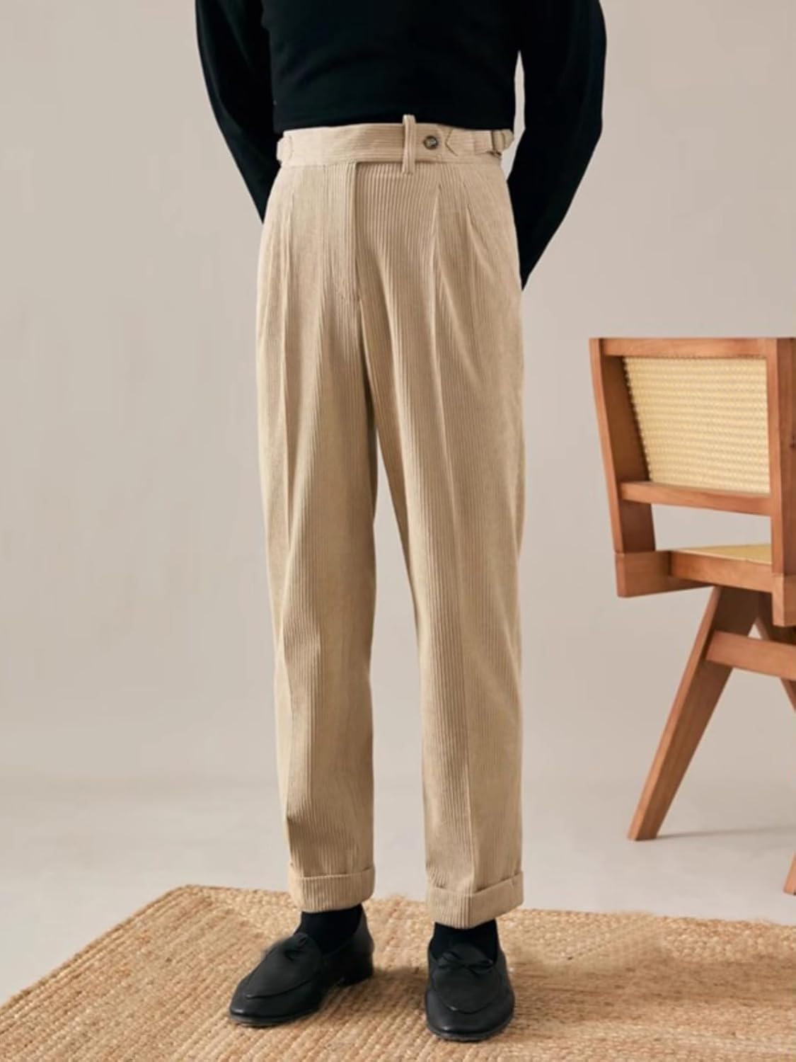 Men's Pants Corduroy Tailored Classic Fit Winter Stretchy Casual Corduroy Dress Pants - Image 4