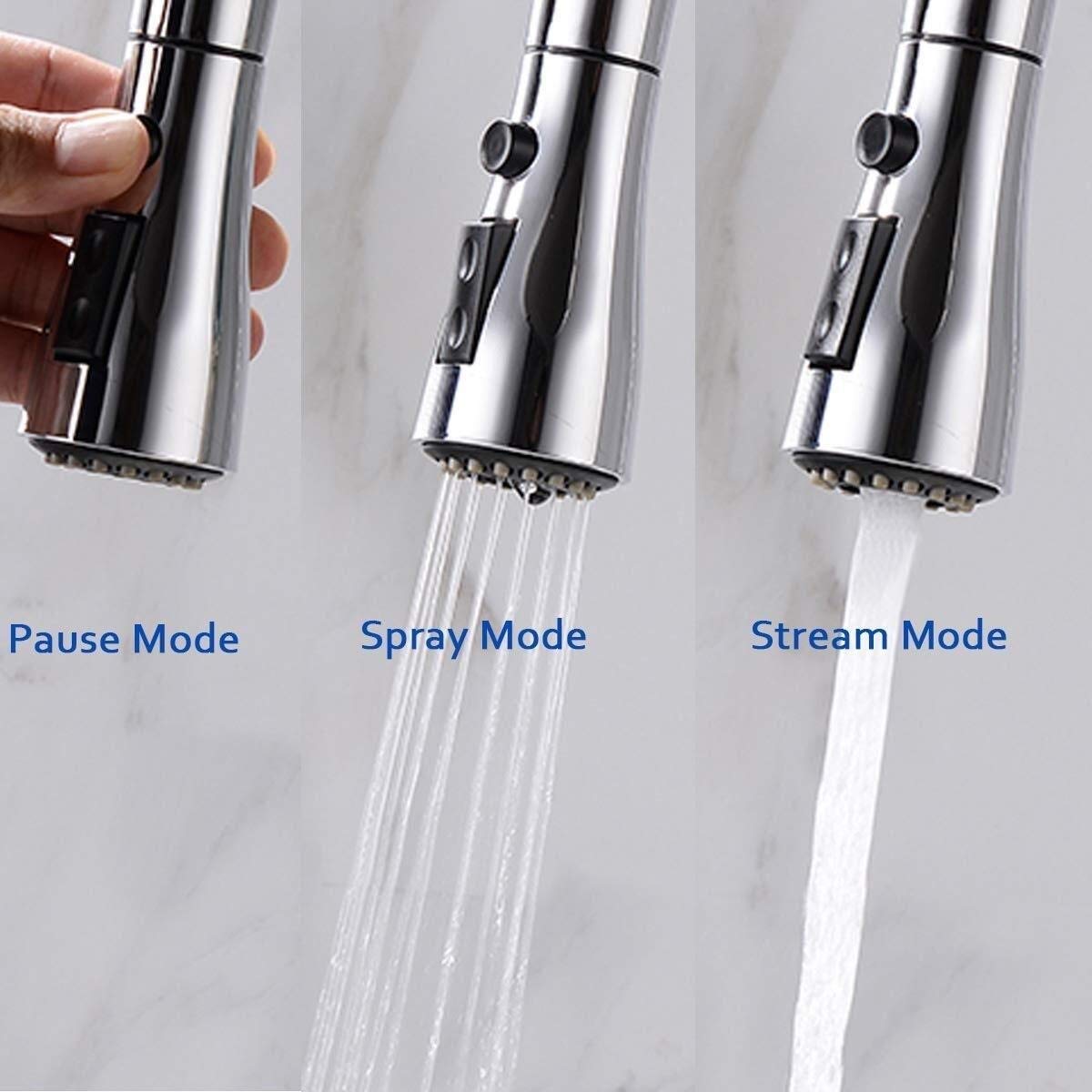 Grifo de Cocina, Grifo Cocina Extraible, Giratorio de 360 Grados Grifos Cocina Extensible de 2 Vías para Ahorro de Agua con Control de Agua Fría y Caliente (Color : Silver)