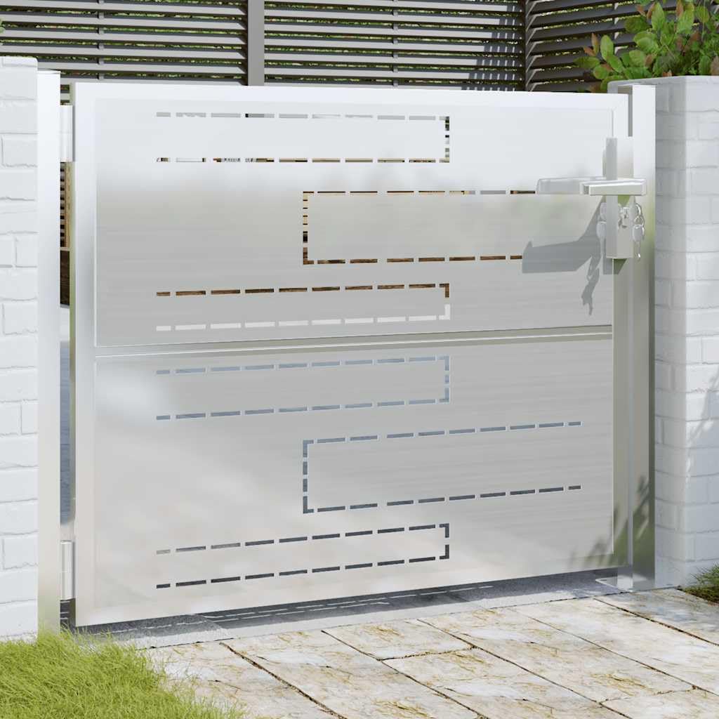 vidaXL Puerta de Jardín, Puerta de Seguridad con Cerradura, Puerta de Entrada, Puerta de Valla para Jardín Patio, Acero Inoxidable