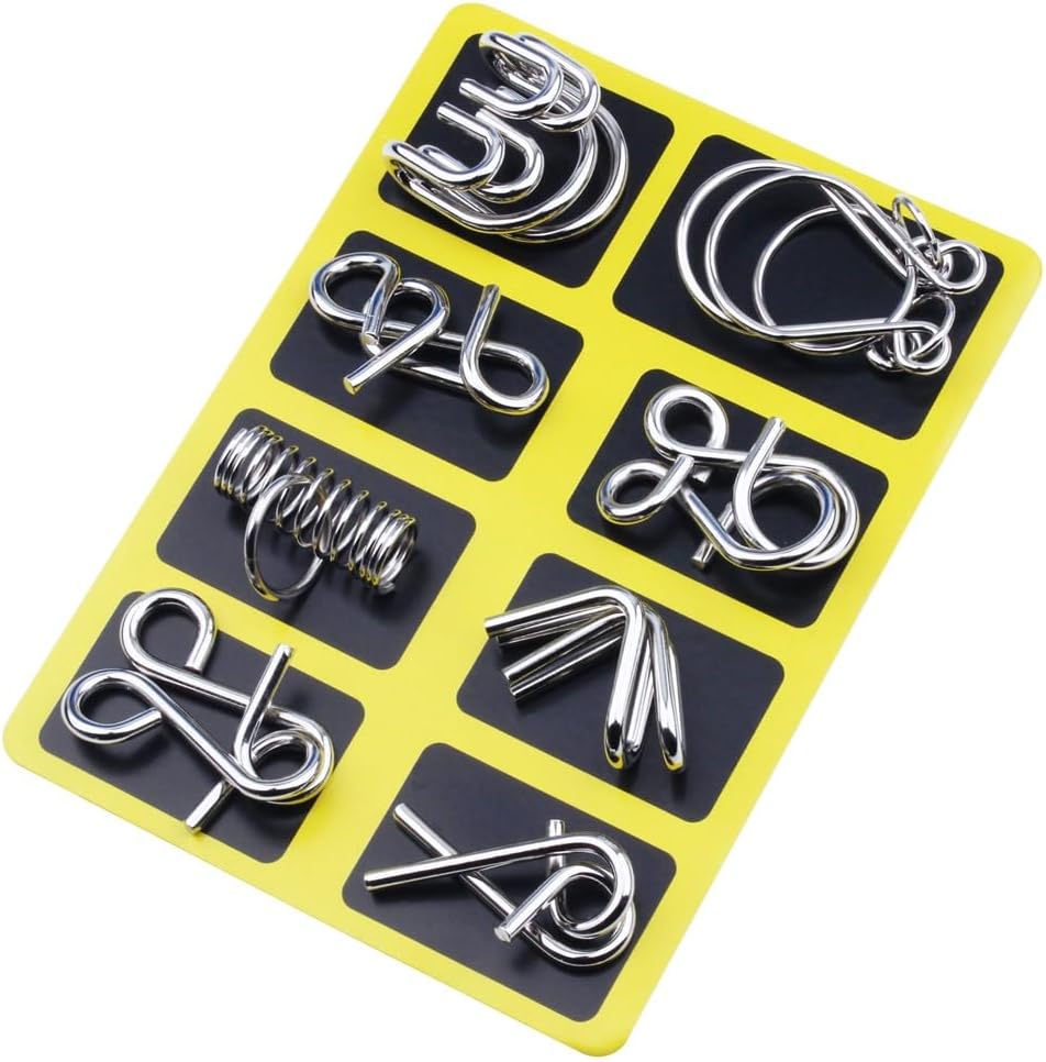 1PC Set of 8 Metal Puzzle Game Sets - Intelligent Unlock Iron Chain Toys for Party, StyleA